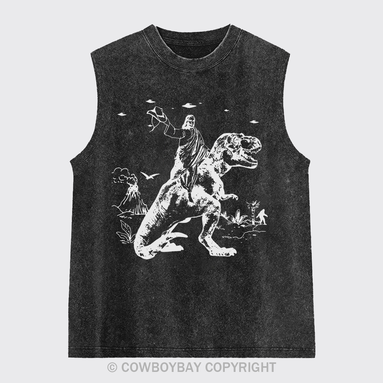 Jesus Riding Dinosaur Washed Tanks