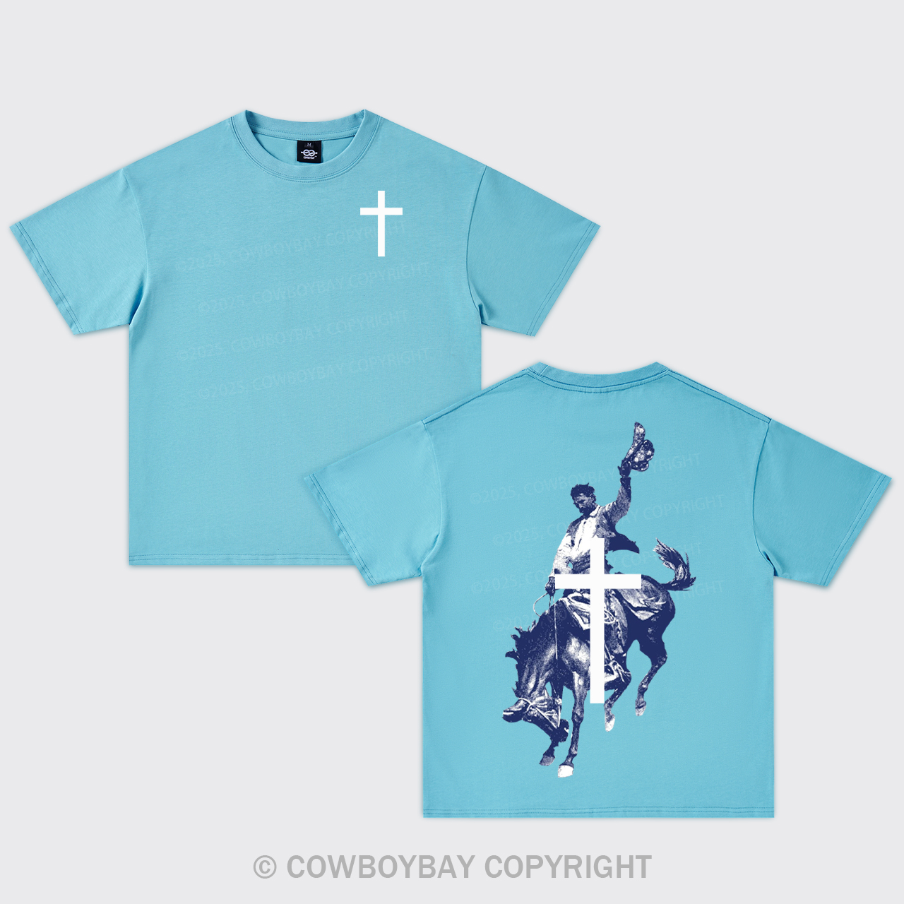 Cowboy Praying Horse Cross Oversize T-Shirts