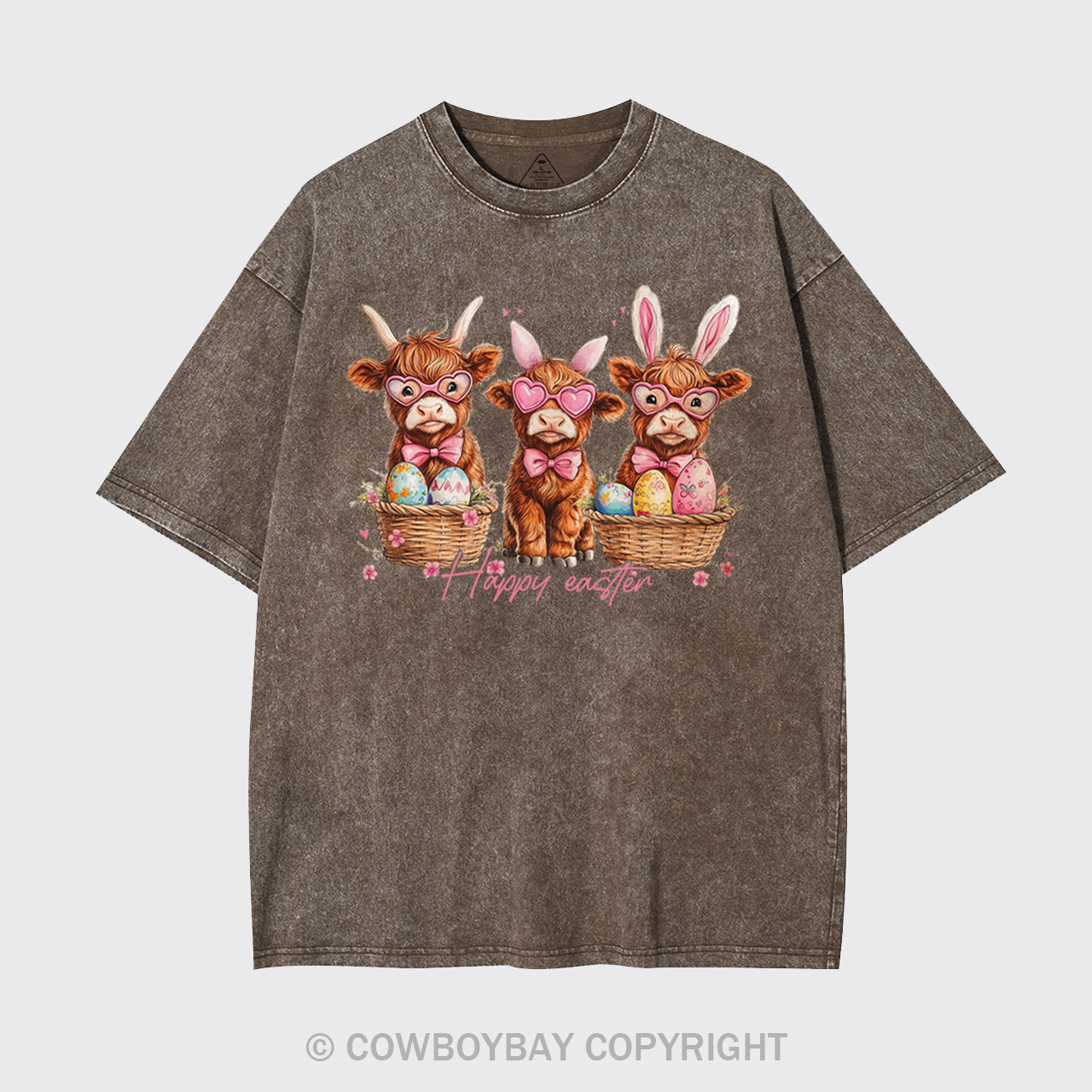Easter Day Highland Cow Garment-dye Tees