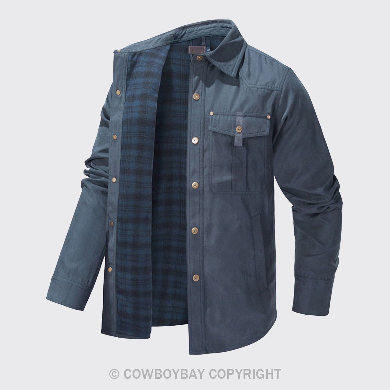 Western Solid Blue Color Outdoor Jacket