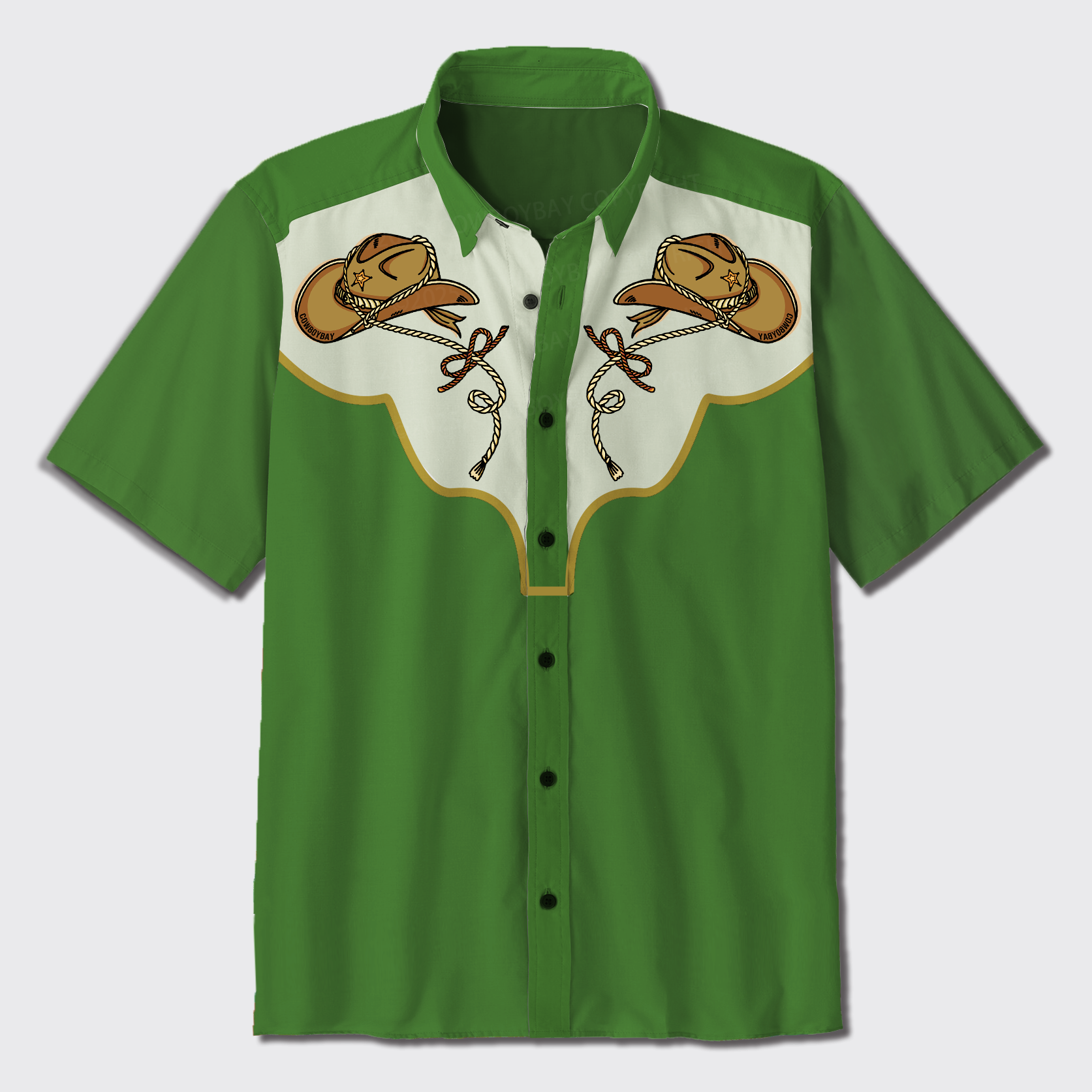 Clover And A Cowboy Hat Button Up Shirts