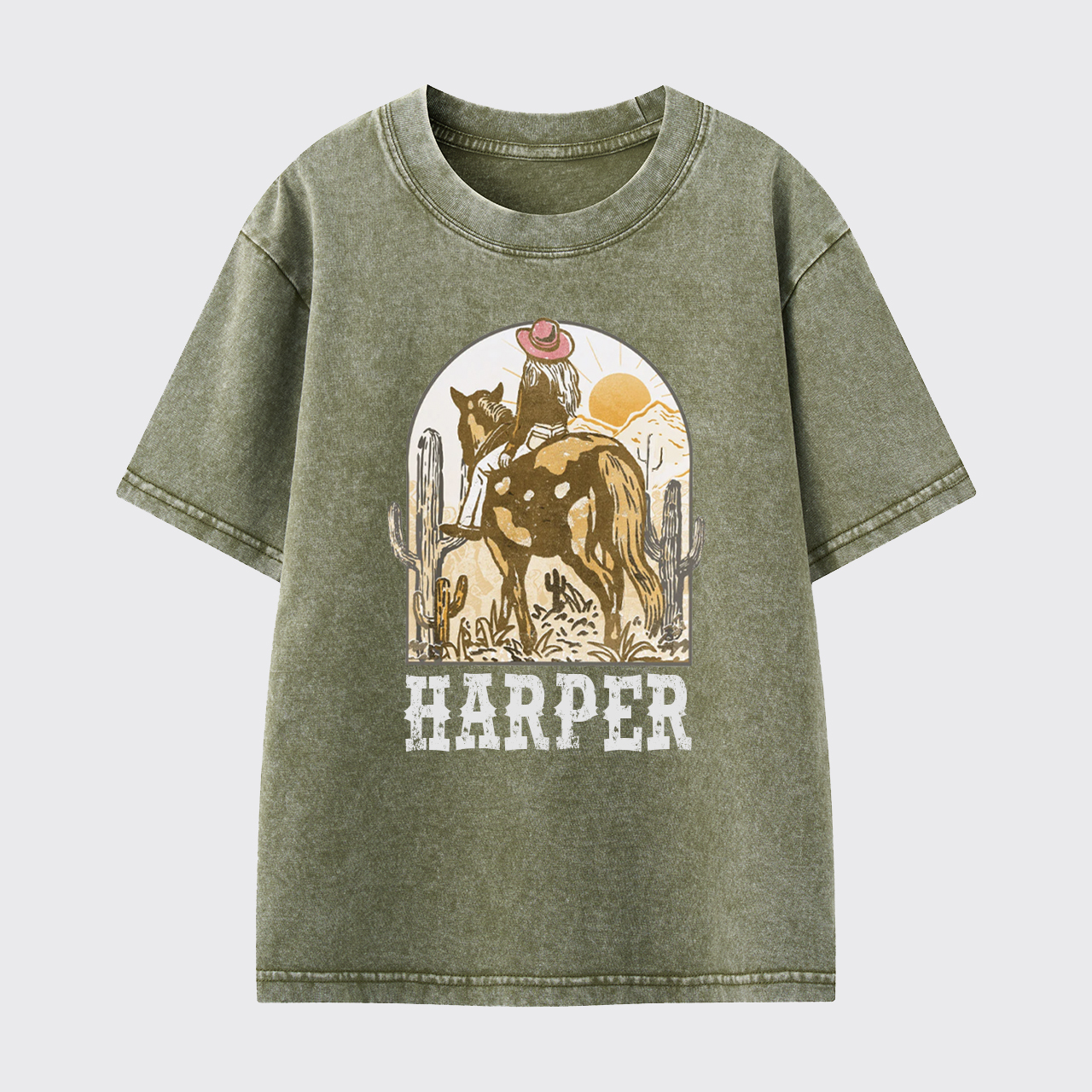 Personalized Pink Cowgirl Washed Toddler T-shirt