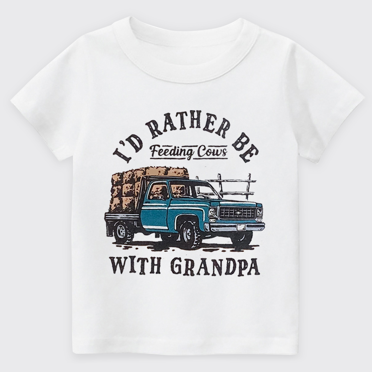 I'd Rather Be Feeding Cows With Grandpa Kids T-shirt
