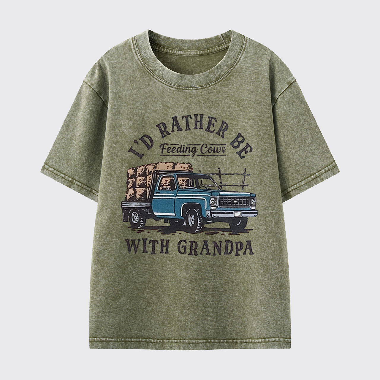 I'd Rather Be Feeding Cows With Grandpa Washed Toddler T-shirt