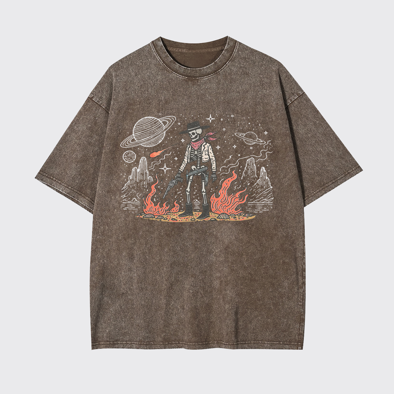 Cowboy Skeleton in Space Garment-dye Tees