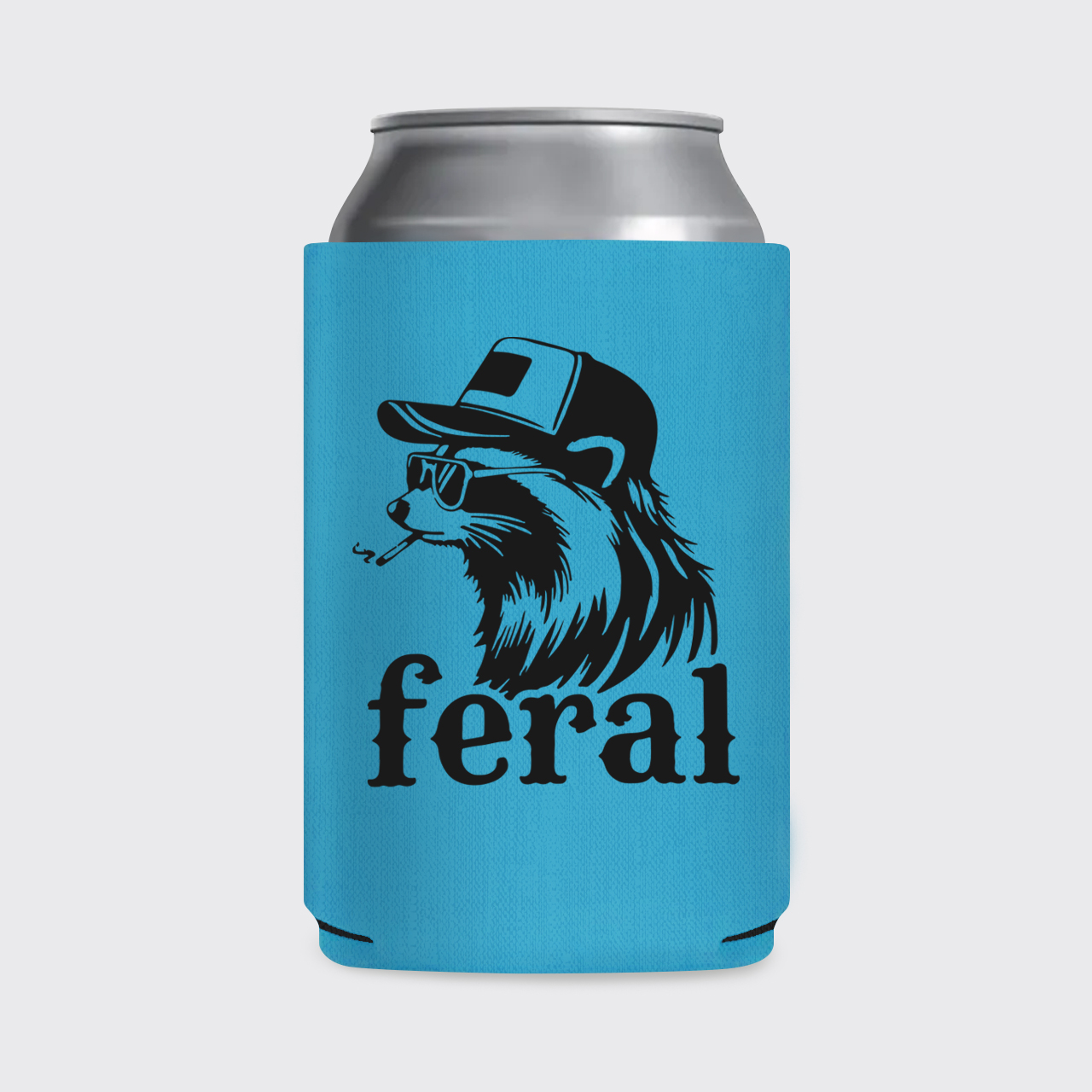 Feral Cowboy Raccoon Koozie