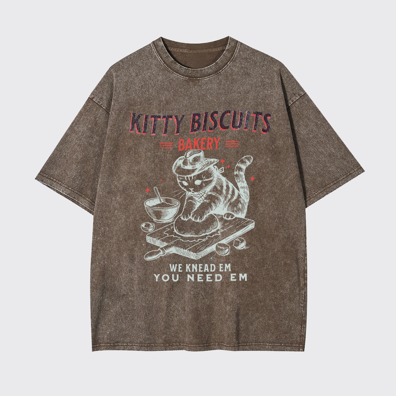 Funny Cat Biscuits Bakery Garment-dye Tees