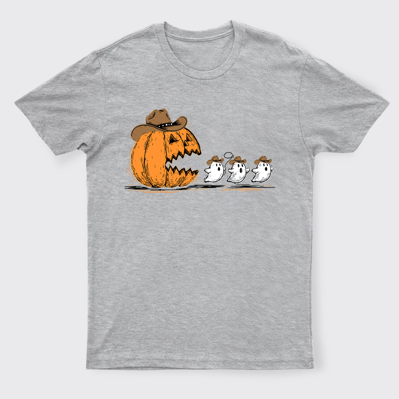 Spooky Halloween Pumpkin Chasing Ghost T-Shirts