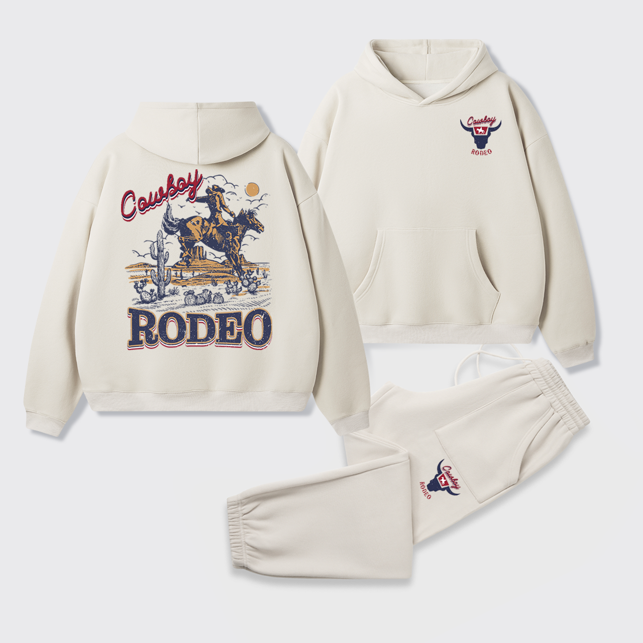 Vintage 90s Rodeo Western Cowboy Hoodie Set