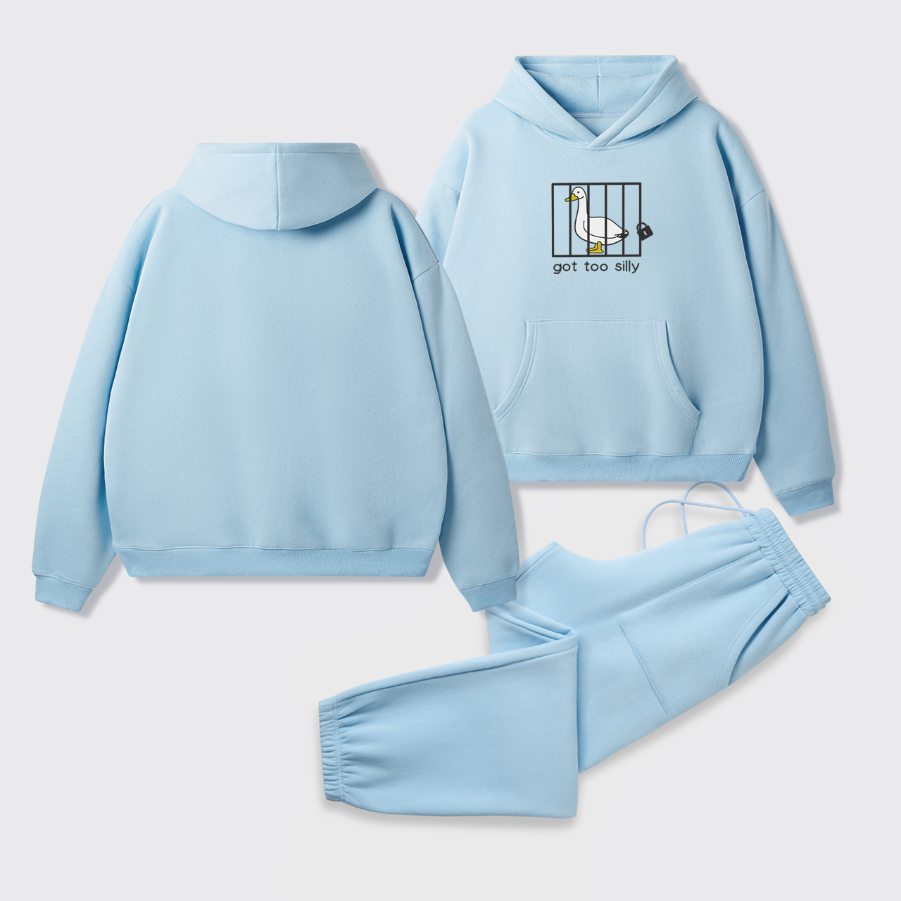 Got Too Silly Embroidered Fleece Hoodie Set