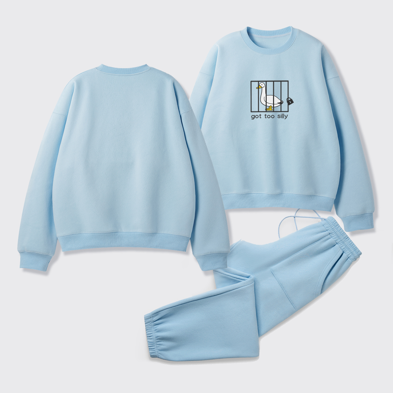 Got Too Silly Embroidered Fleece Sweatshirt Set