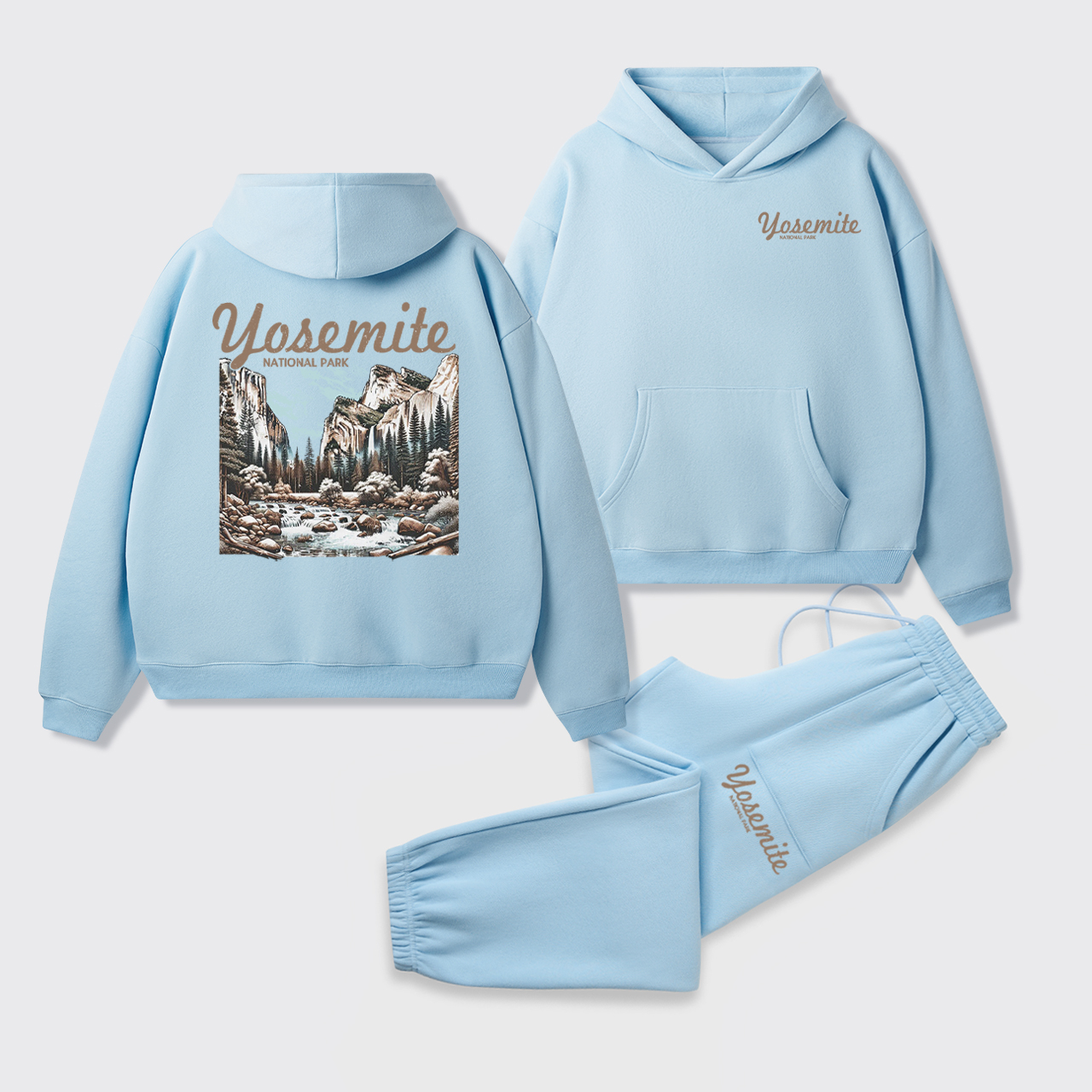 Vintage Yosemite National Park Fleece Hoodie Set