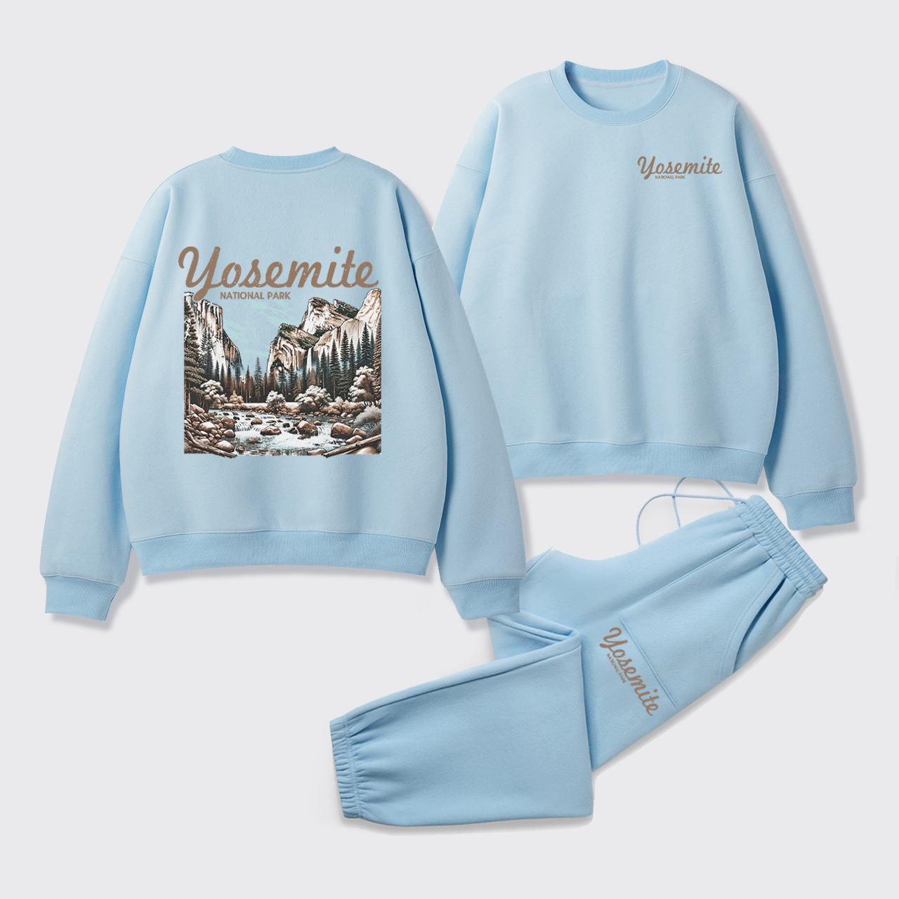 Vintage Yosemite National Park Fleece Sweatshirt Set
