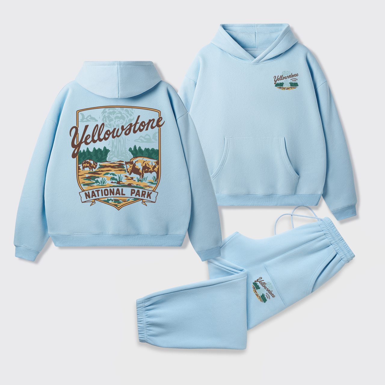 Yellowstone Vintage Illustration Fleece Hoodie Set