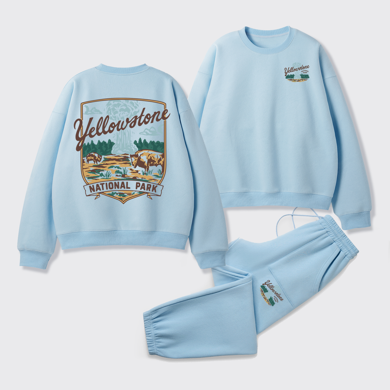 Yellowstone Vintage Illustration Fleece Sweatshirt Set
