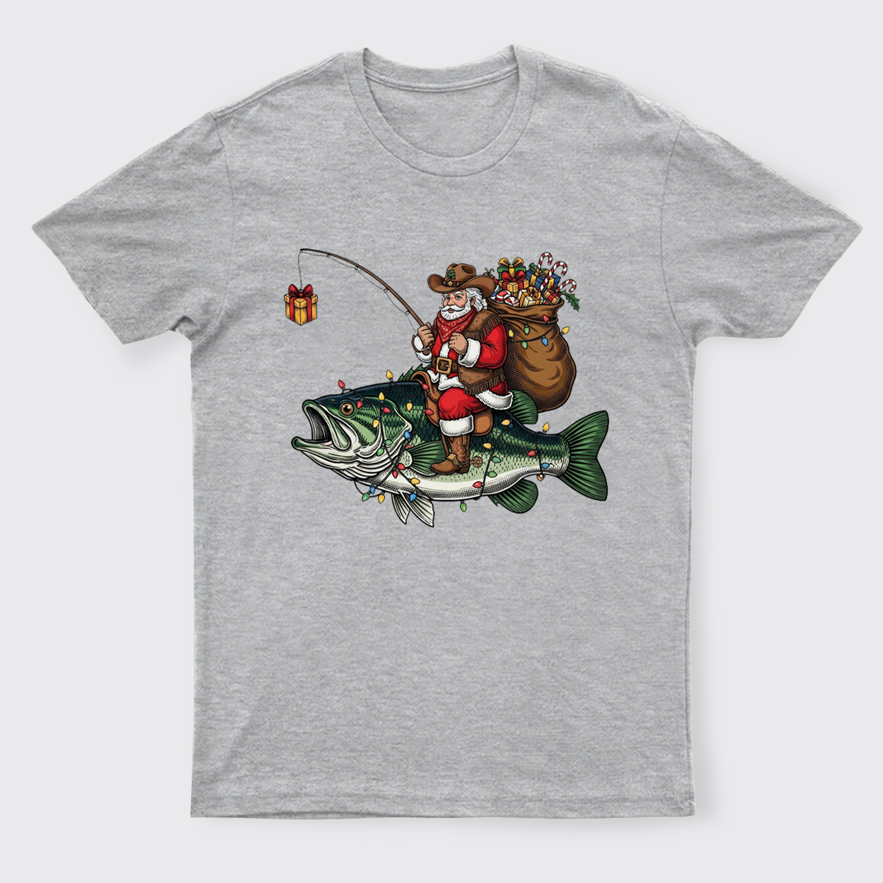 Fishing Santa Christmas Bass Fish T-Shirts