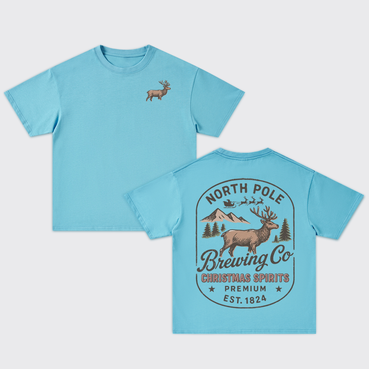 Reindeer Beer Christmas Oversize T-Shirts