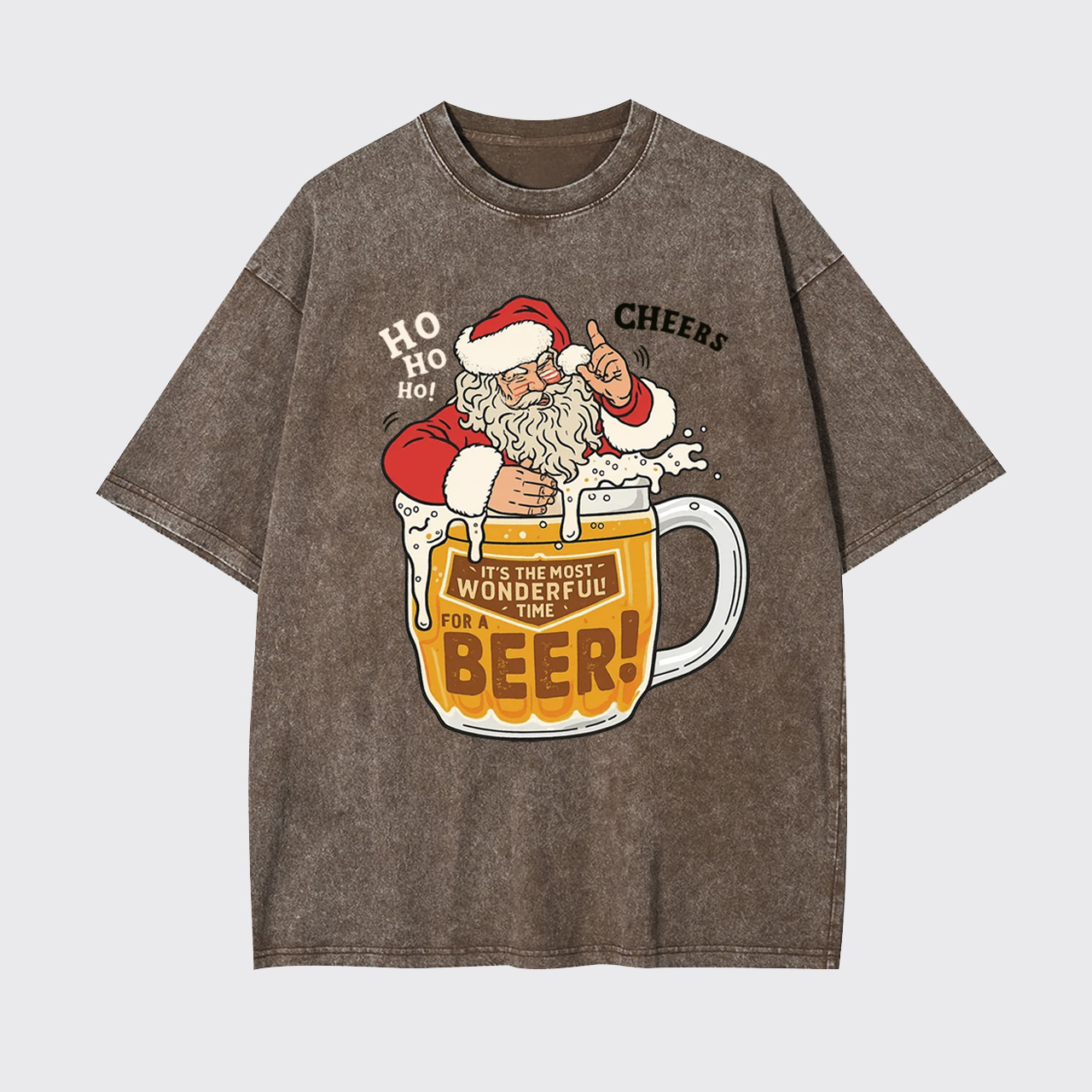Funny Santa With Beer Garment-dye Tees
