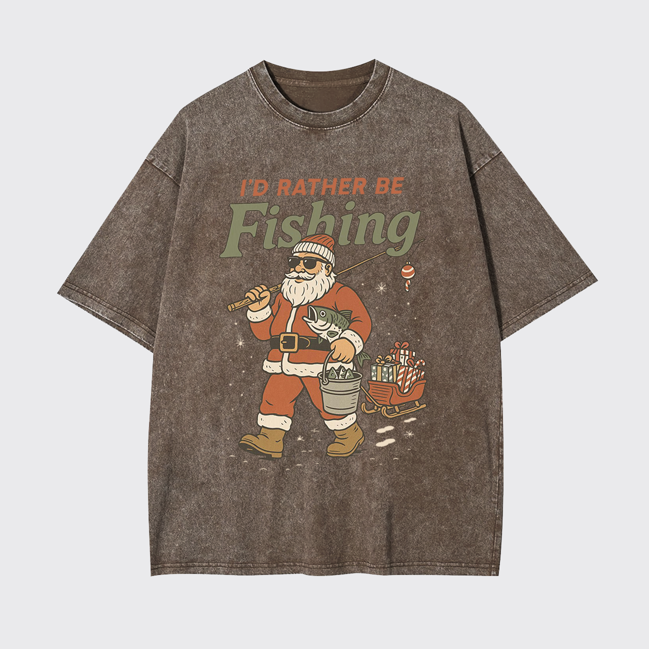 Vintage Santa Fishing Garment-dye Tees
