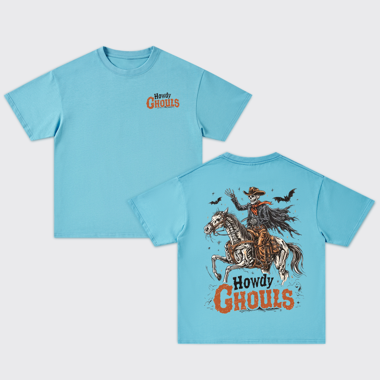 Howdy Ghouls Halloween Cowboy Skeleton Oversize T-Shirts