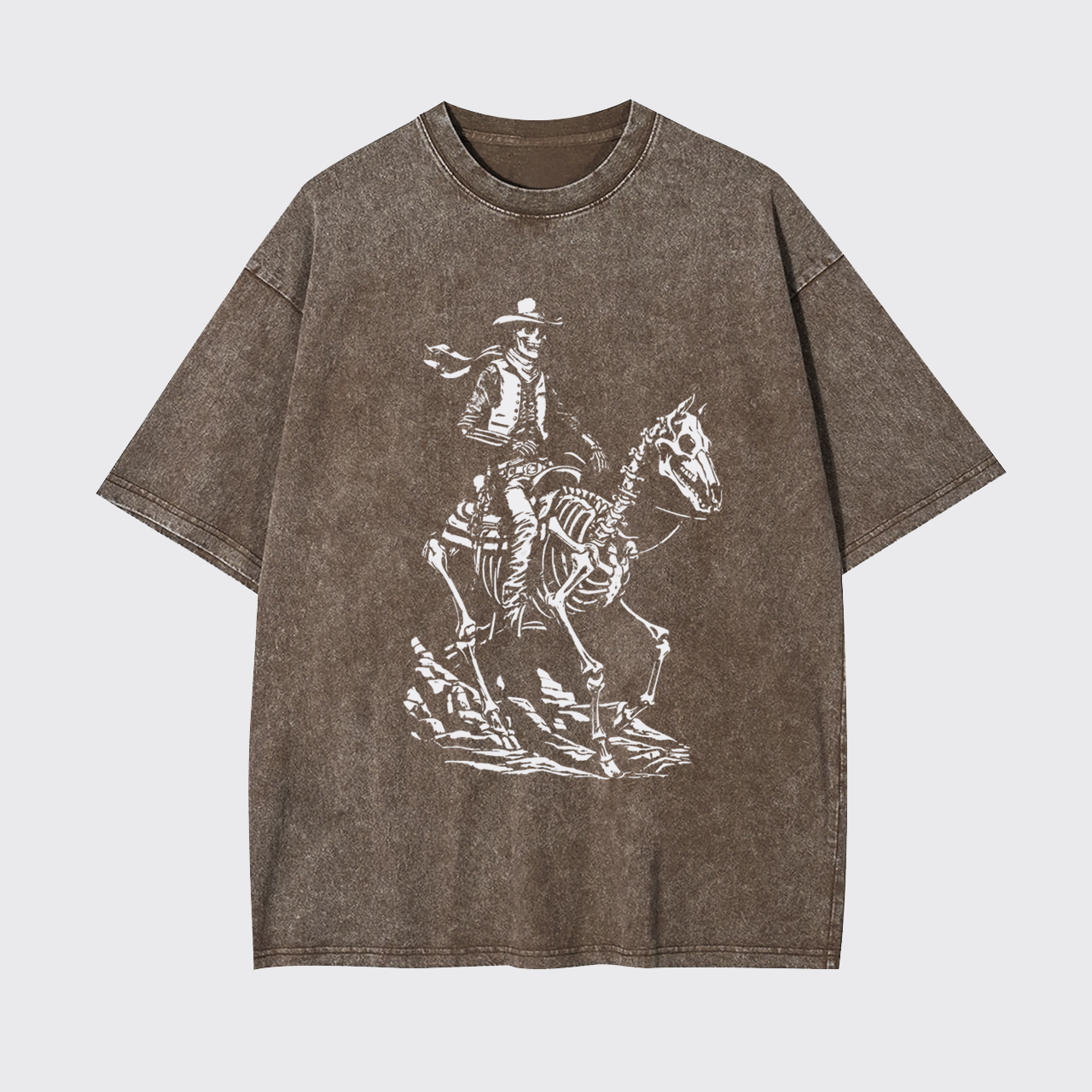 Skeleton Cowboy on Skeleton Horse Garment-dye Tees
