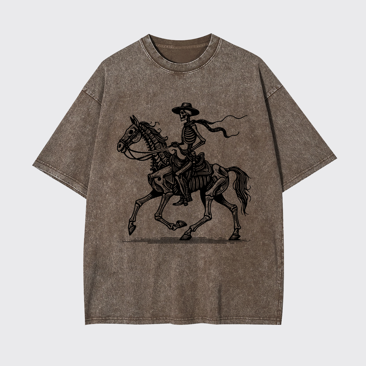 Classic Skeleton Cowboy on Horseback Garment-dye Tees