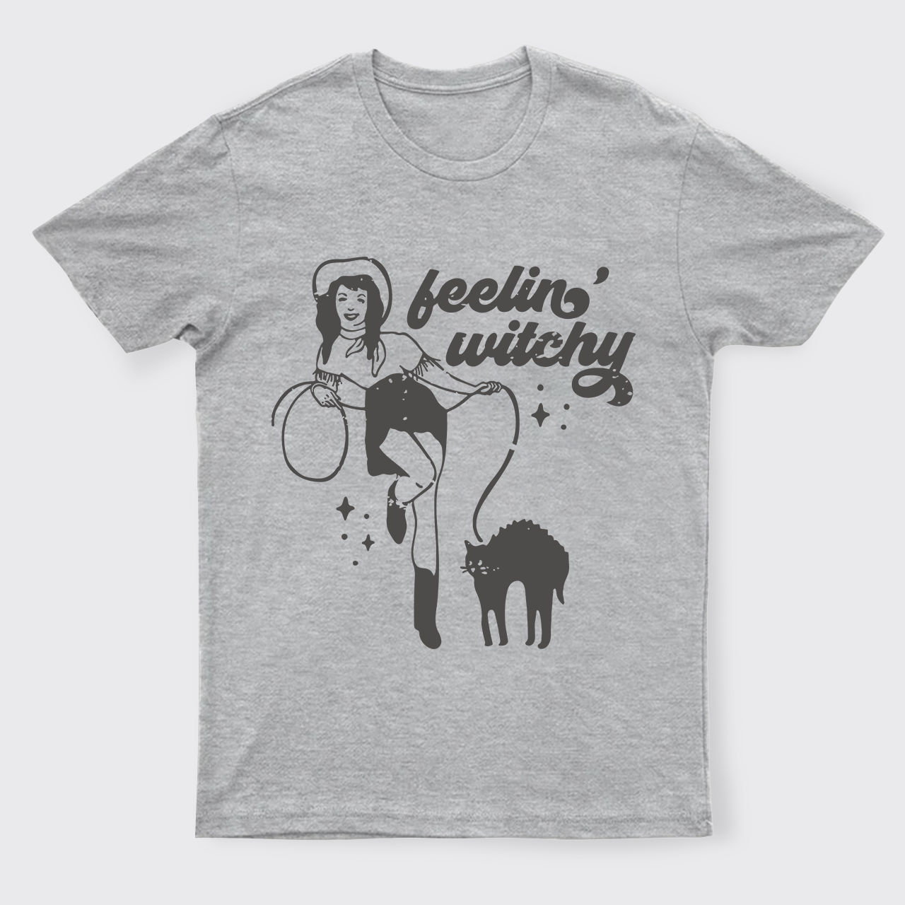 Feeling Witchy Cowgirl Cat Halloween T-Shirts