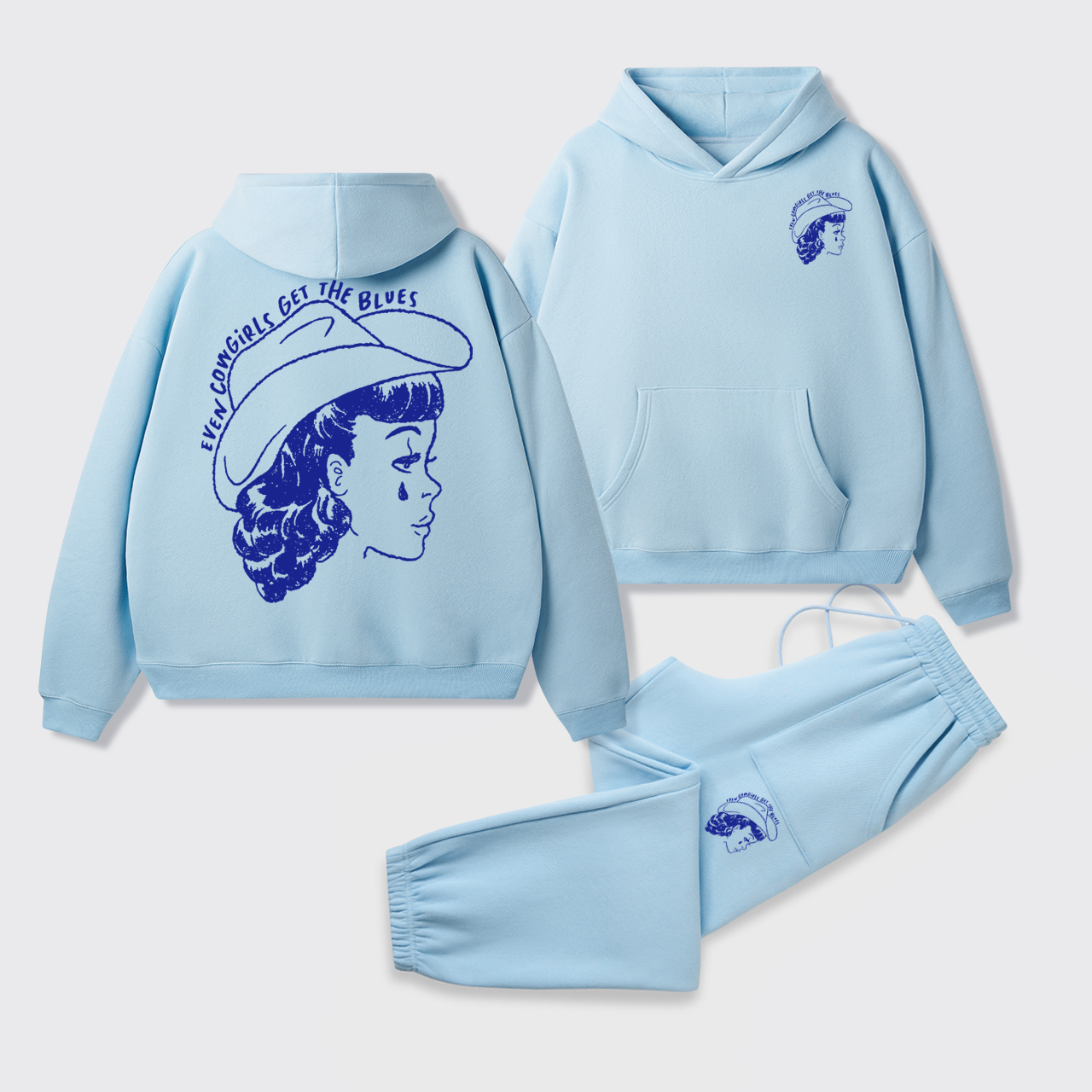 Fleece Even Cowgirls Get The Blues Hoodie Set