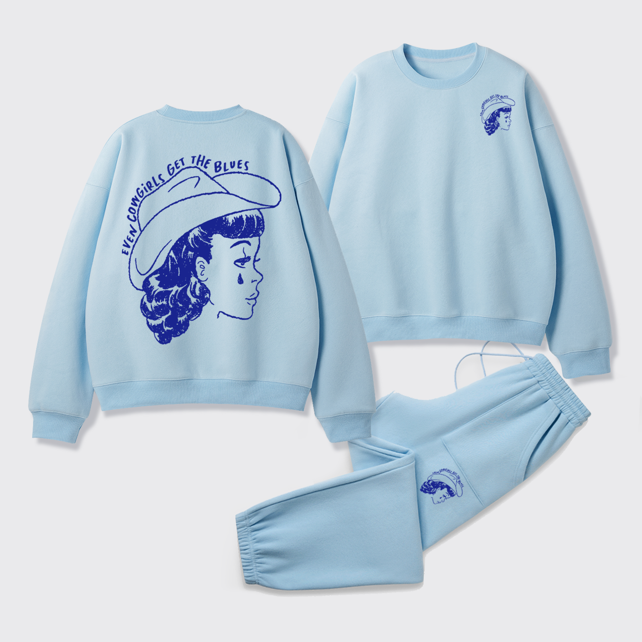 Fleece Even Cowgirls Get The Blues Sweatshirt Set