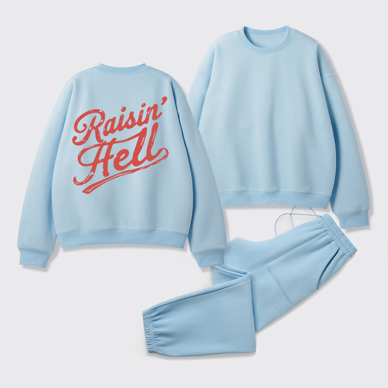 Fleece Vintage Humor Raisin Hell Sweatshirt Set