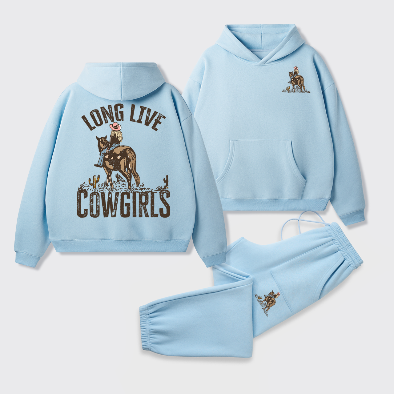 Fleece Long Live Cowgirls Hoodie Set