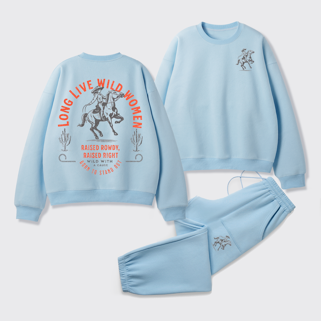 Fleece Long Live Wild Women Sweatshirt Set