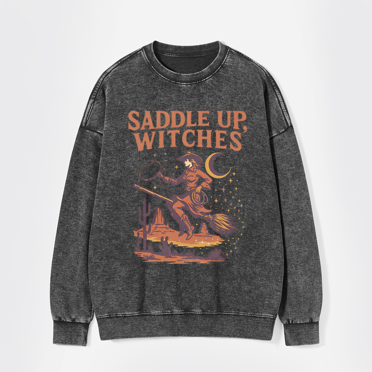 Western Witch Cowgirl Ghost Washed Sweatshirts