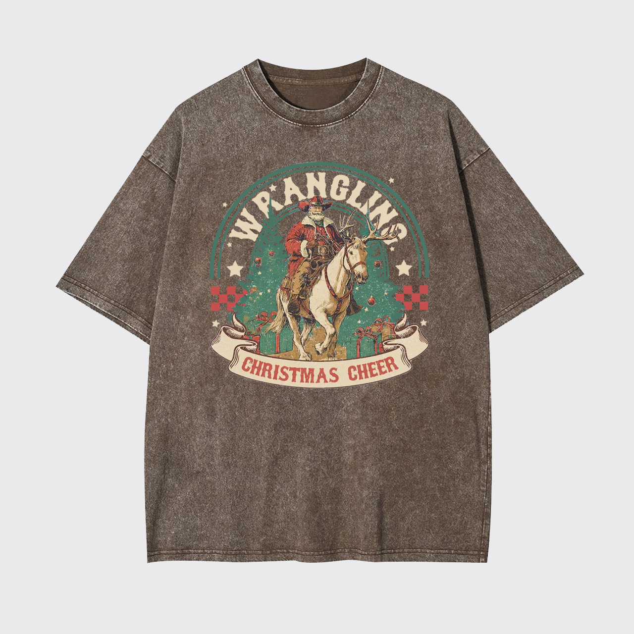 Wrangling Christmas Cheer Cowboy Santa Garment-dye Tees