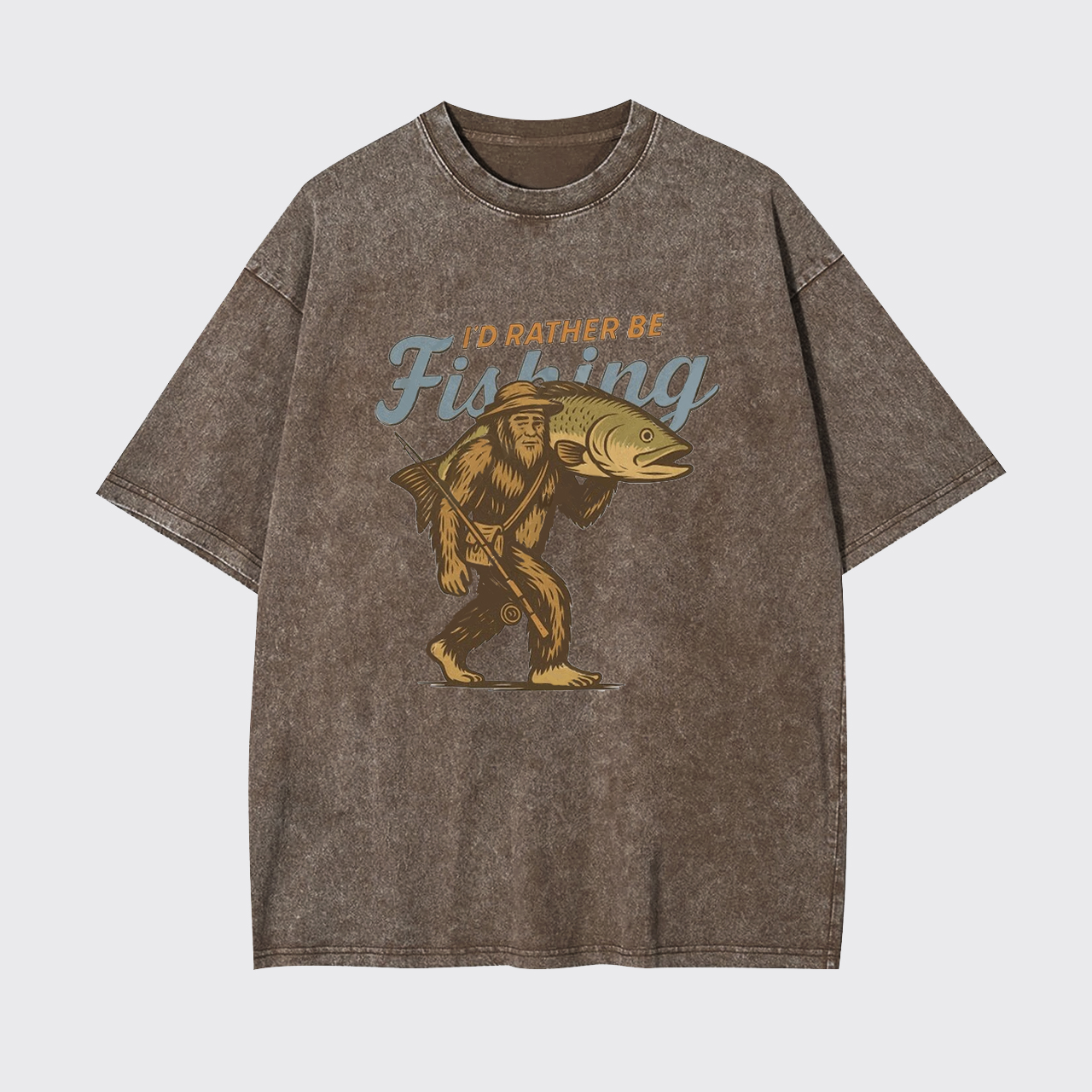 Funny Fishing Bigfoot Sasquatch Fisherman Garment-dye Tees