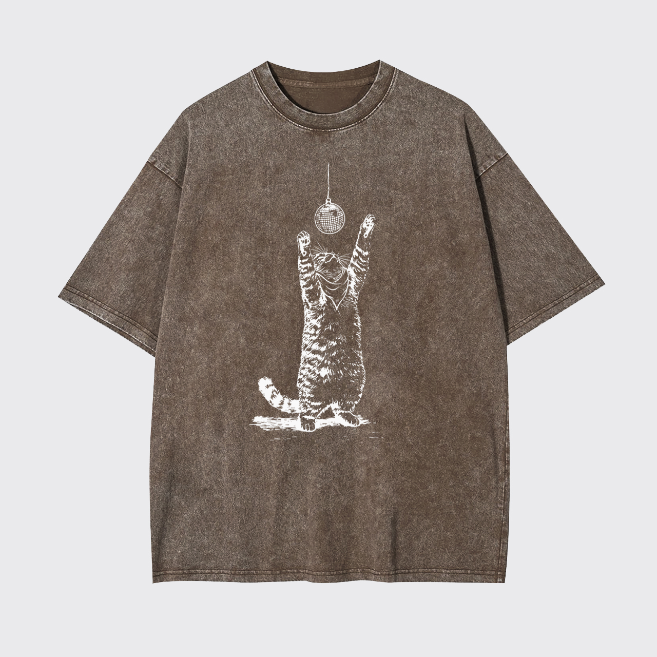 Vintage Cat Disco Ball Garment-dye Tees