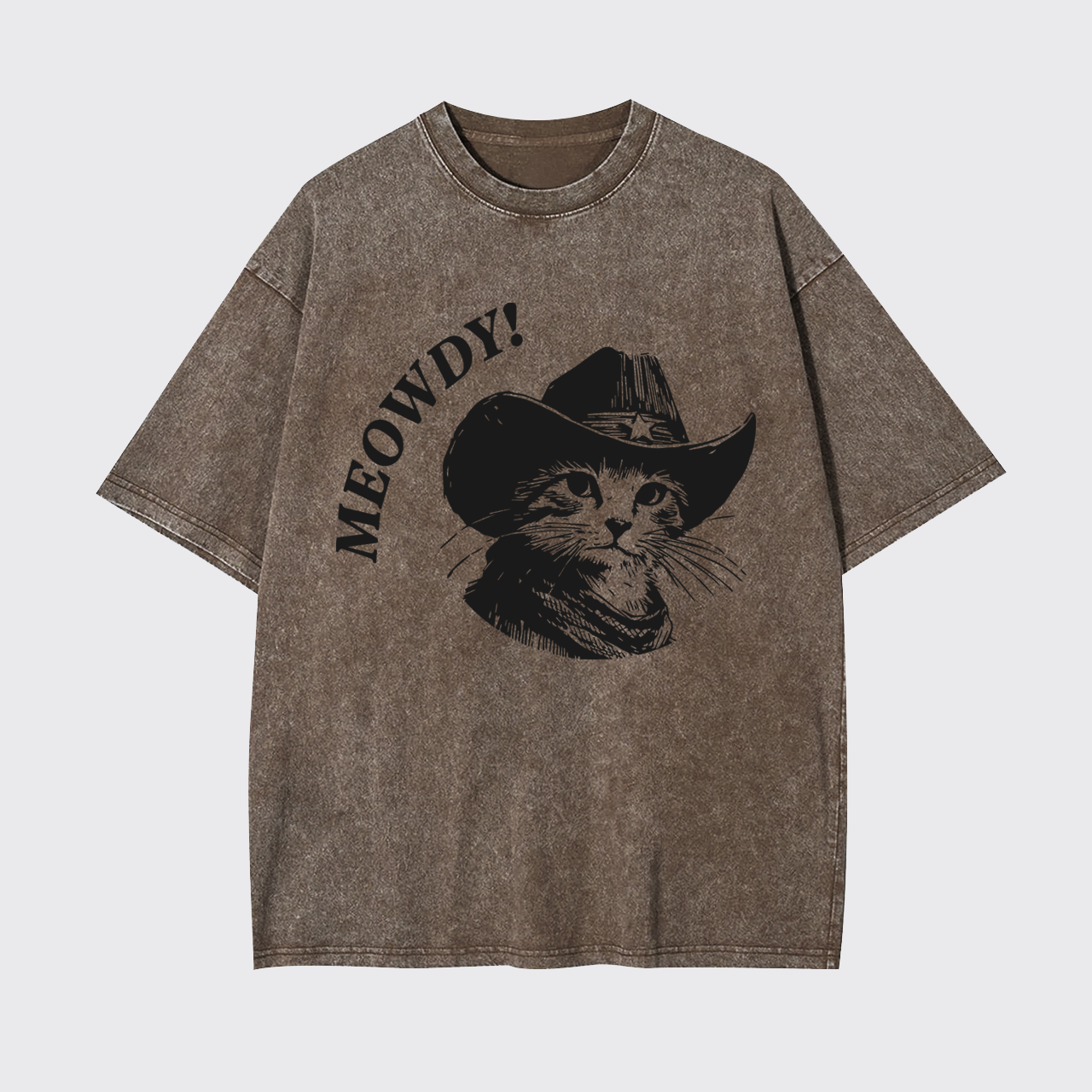 Meowdy Vintage Cowboy Cat Garment-dye Tees