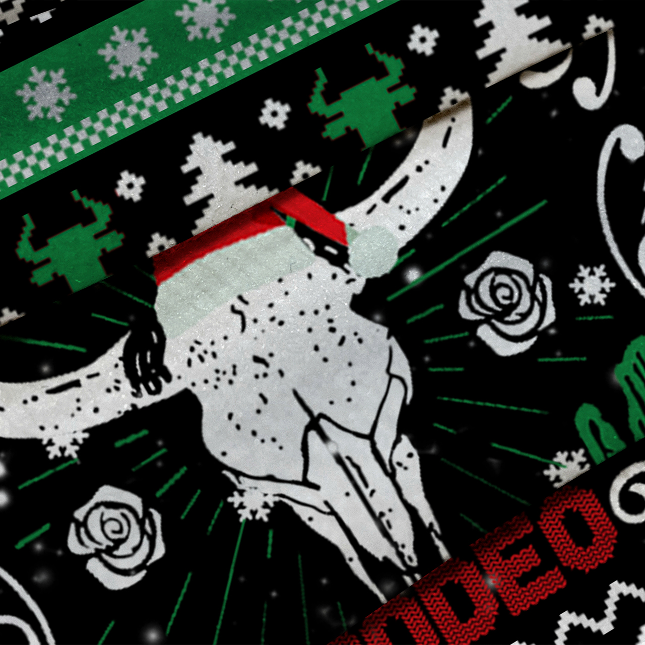 Christmas Cow Skull Ugly Knit Sweatshirt