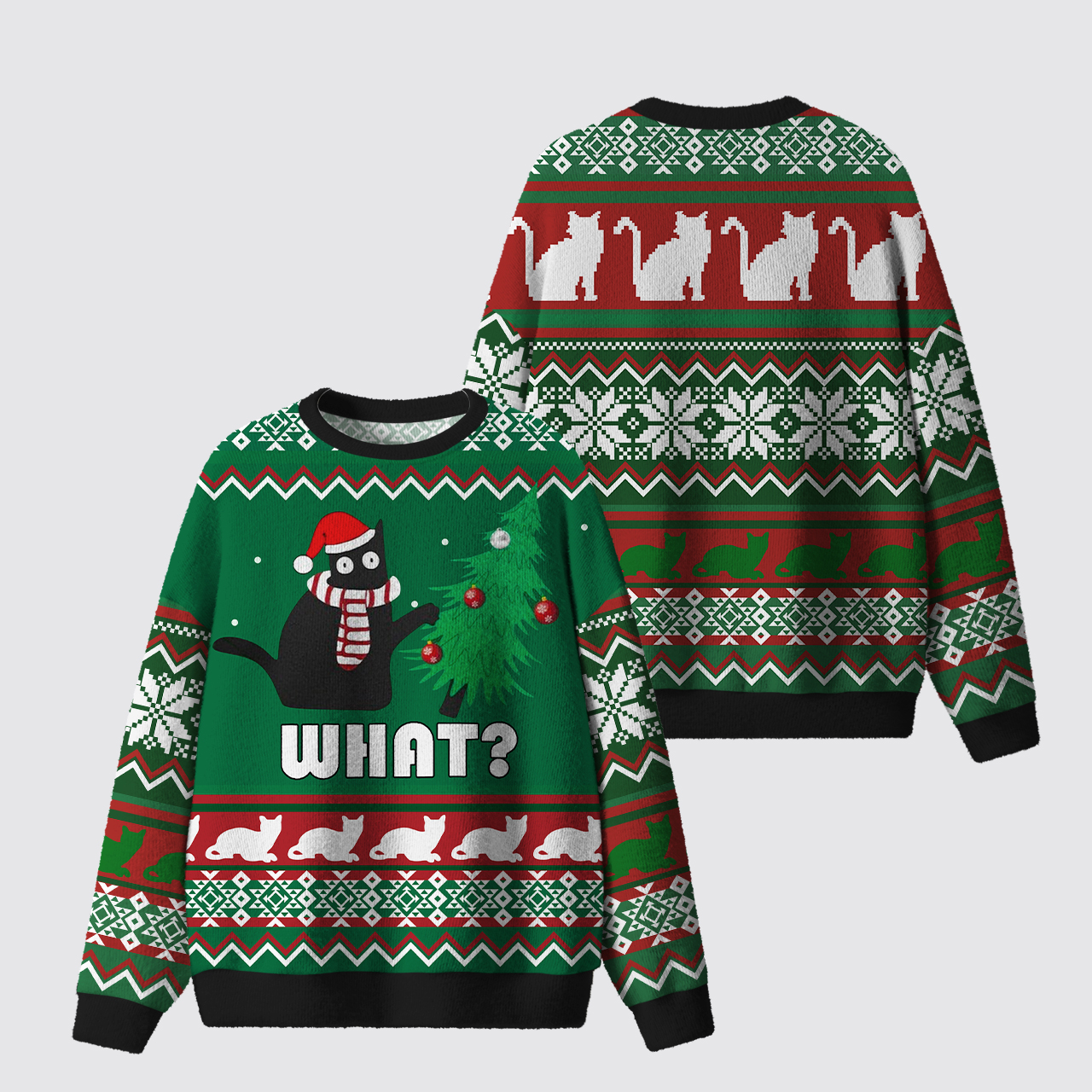 Funny Black Cat Ugly Knit Sweatshirt