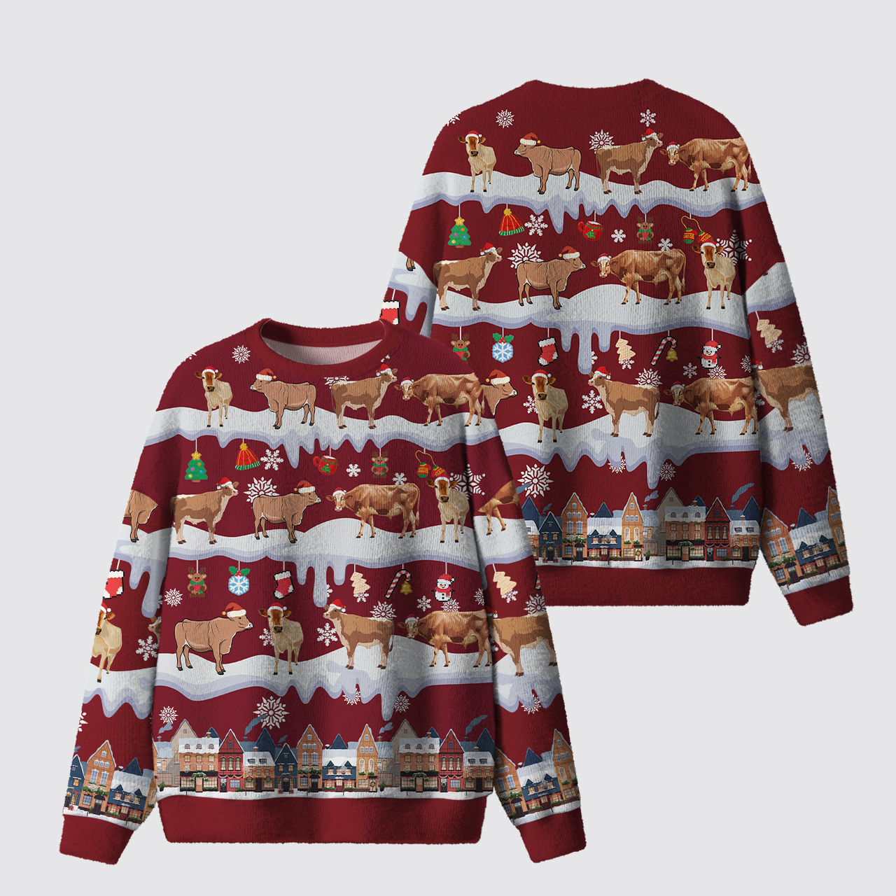 Cow Farm Funny Xmas Ugly Knit Sweatshirt