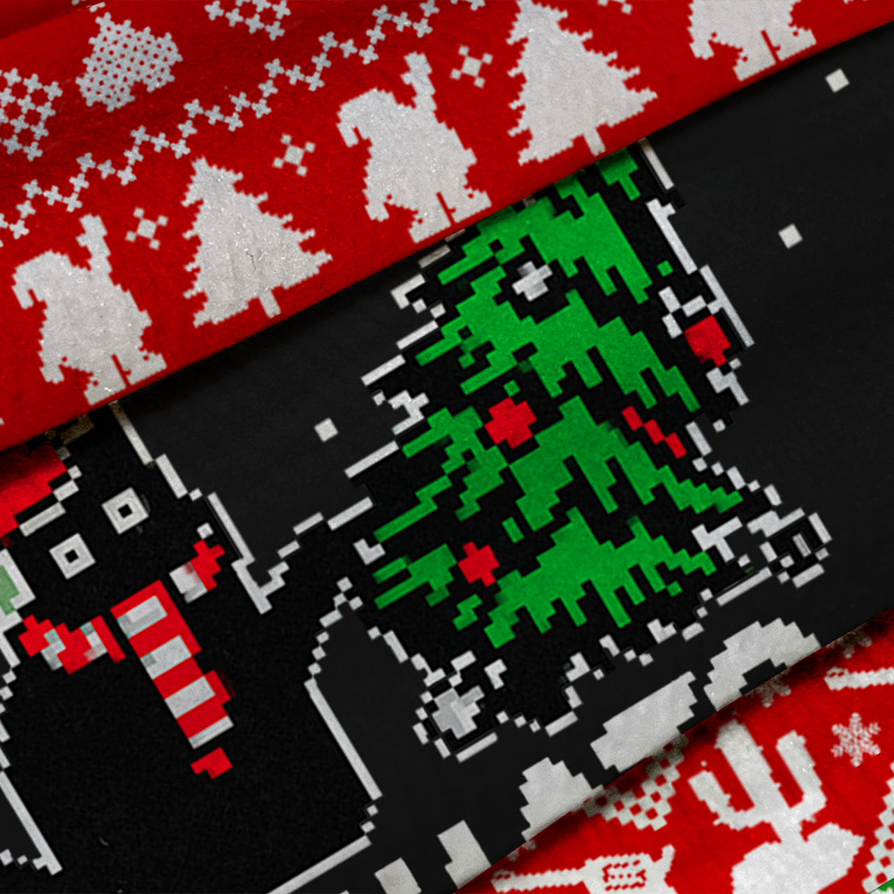 Troublemaker Cat Christmas Ugly Knit Sweatshirt