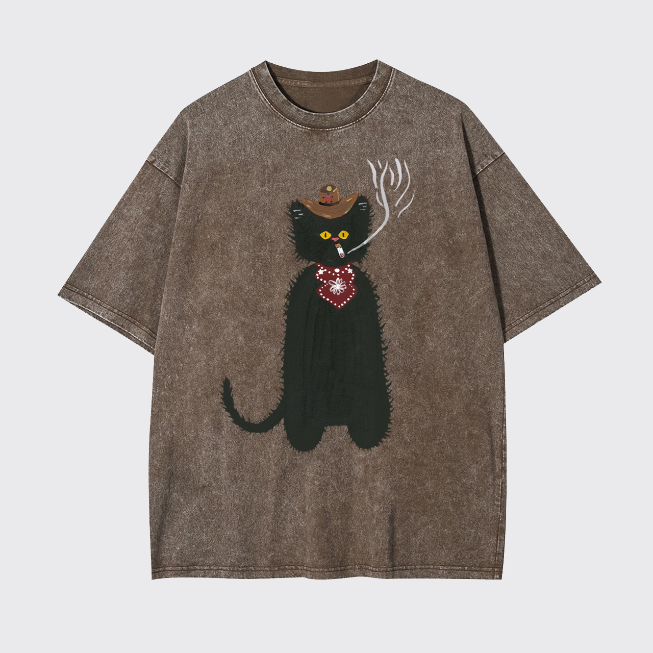 Cat Cowboy Smoking Garment-dye Tees
