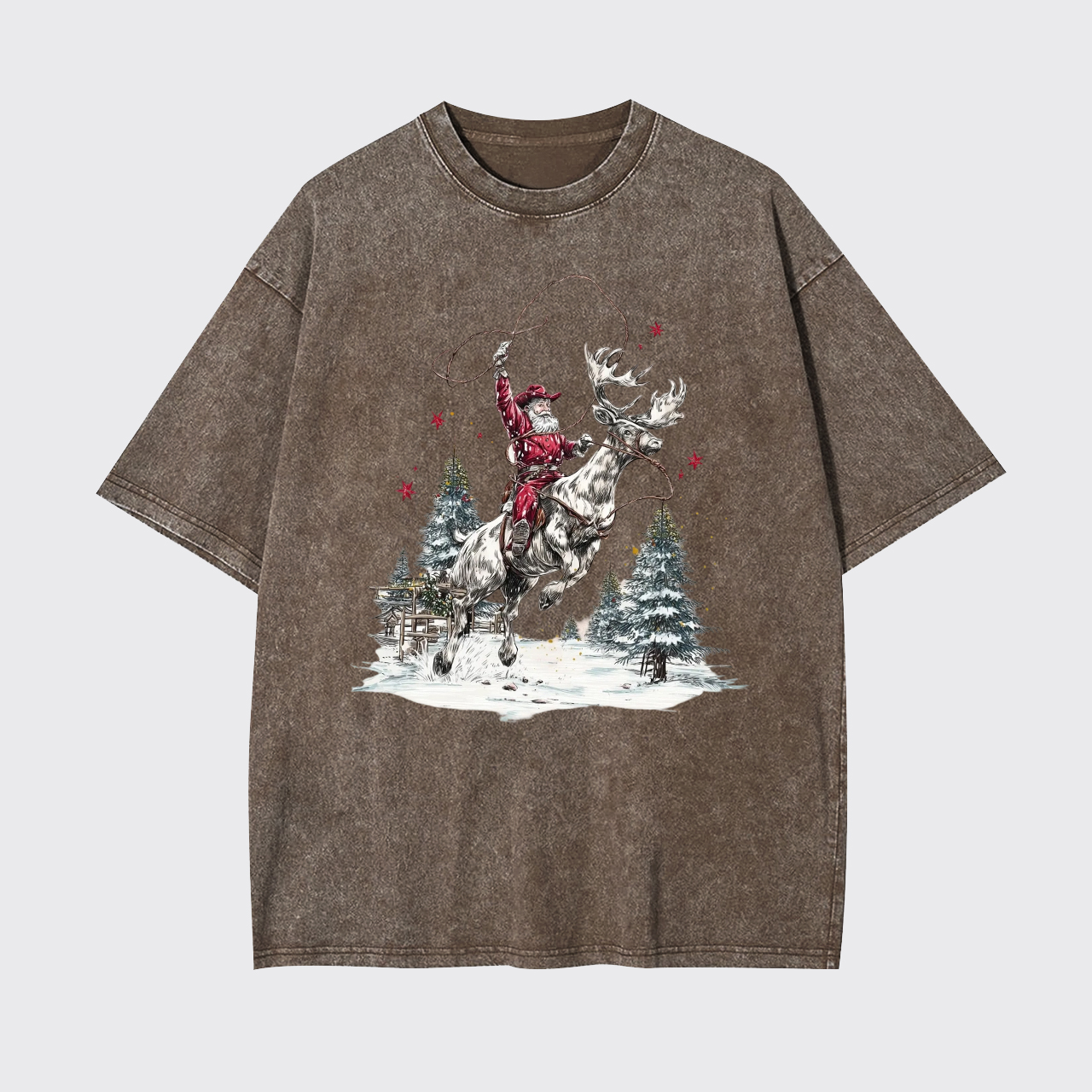 Retro Cowboy Santa Claus Garment-dye Tees