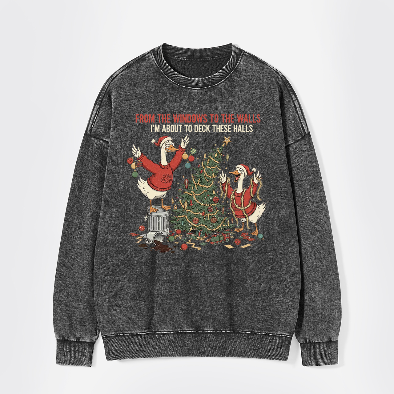 Funny Christmas Goose Washed Sweatshirts