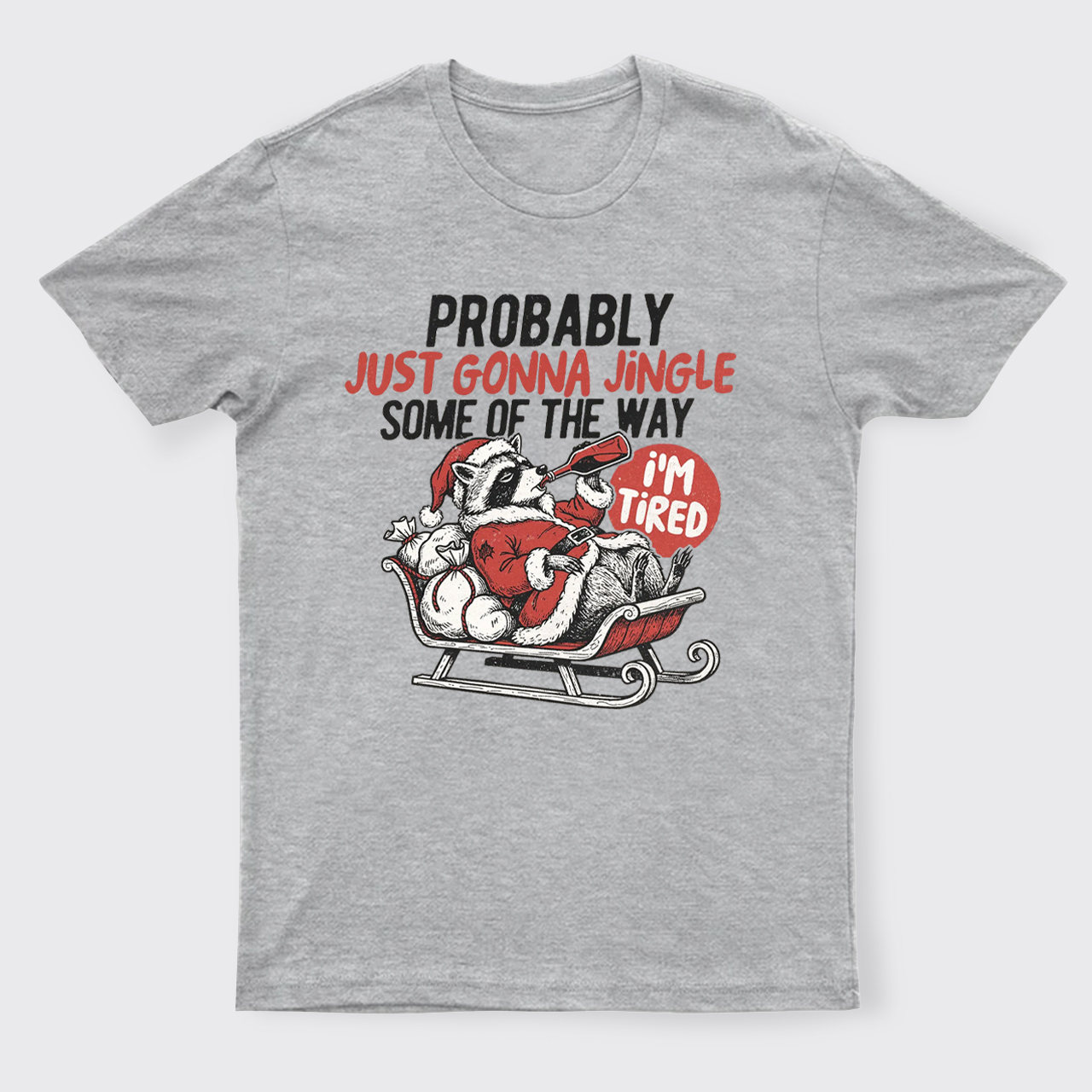 Humorous Christmas Tired Raccoon T-Shirts