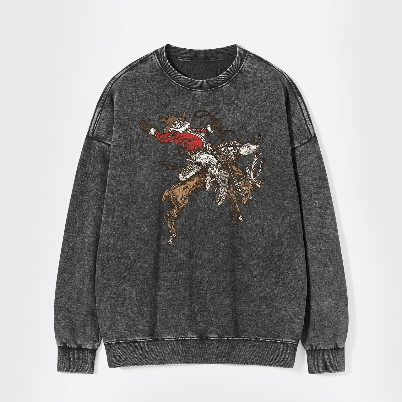 Cowboy Santa Jingle Horse Reindeer Washed Sweatshirts