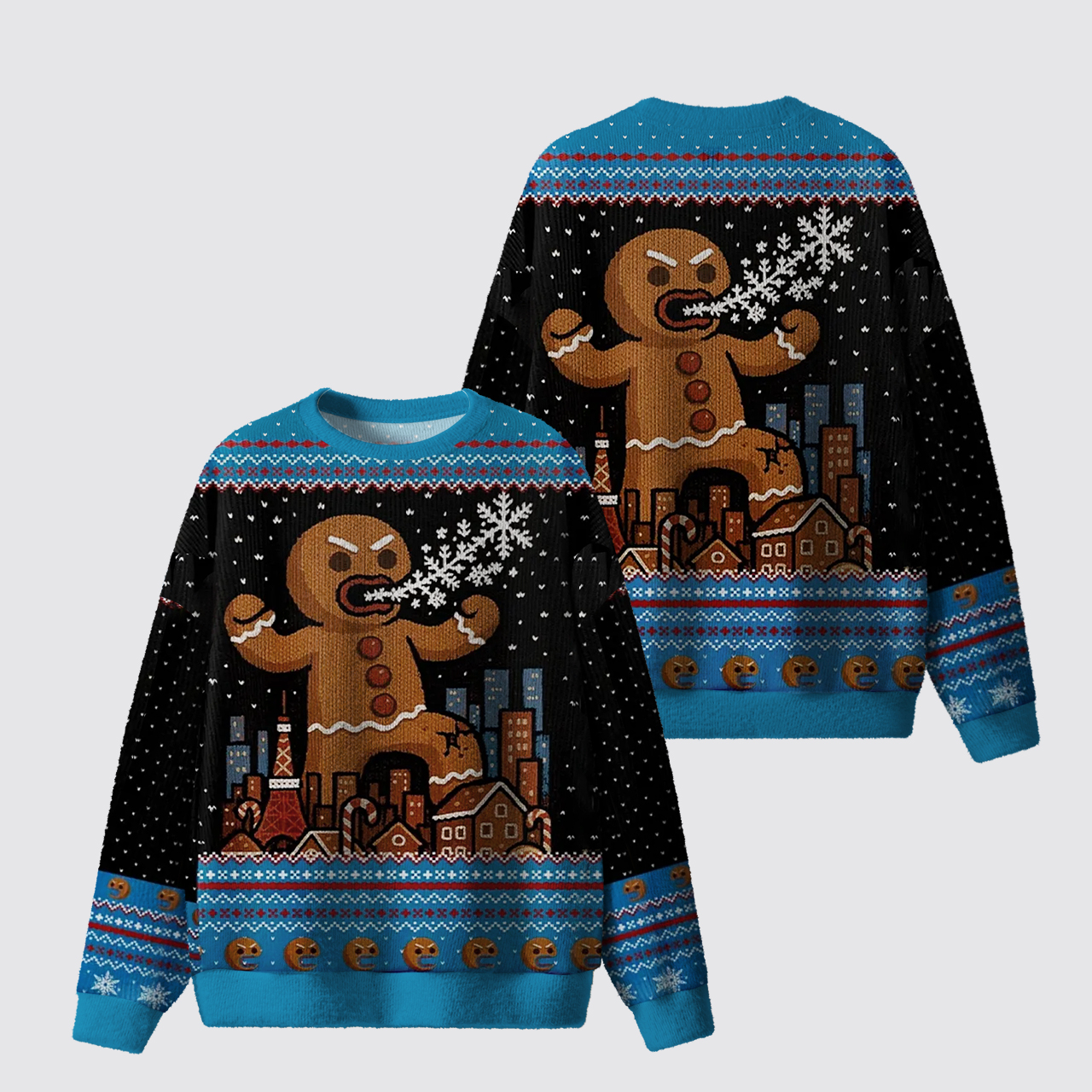 Giant Gingerbread Christmas Ugly Knit Sweatshirt
