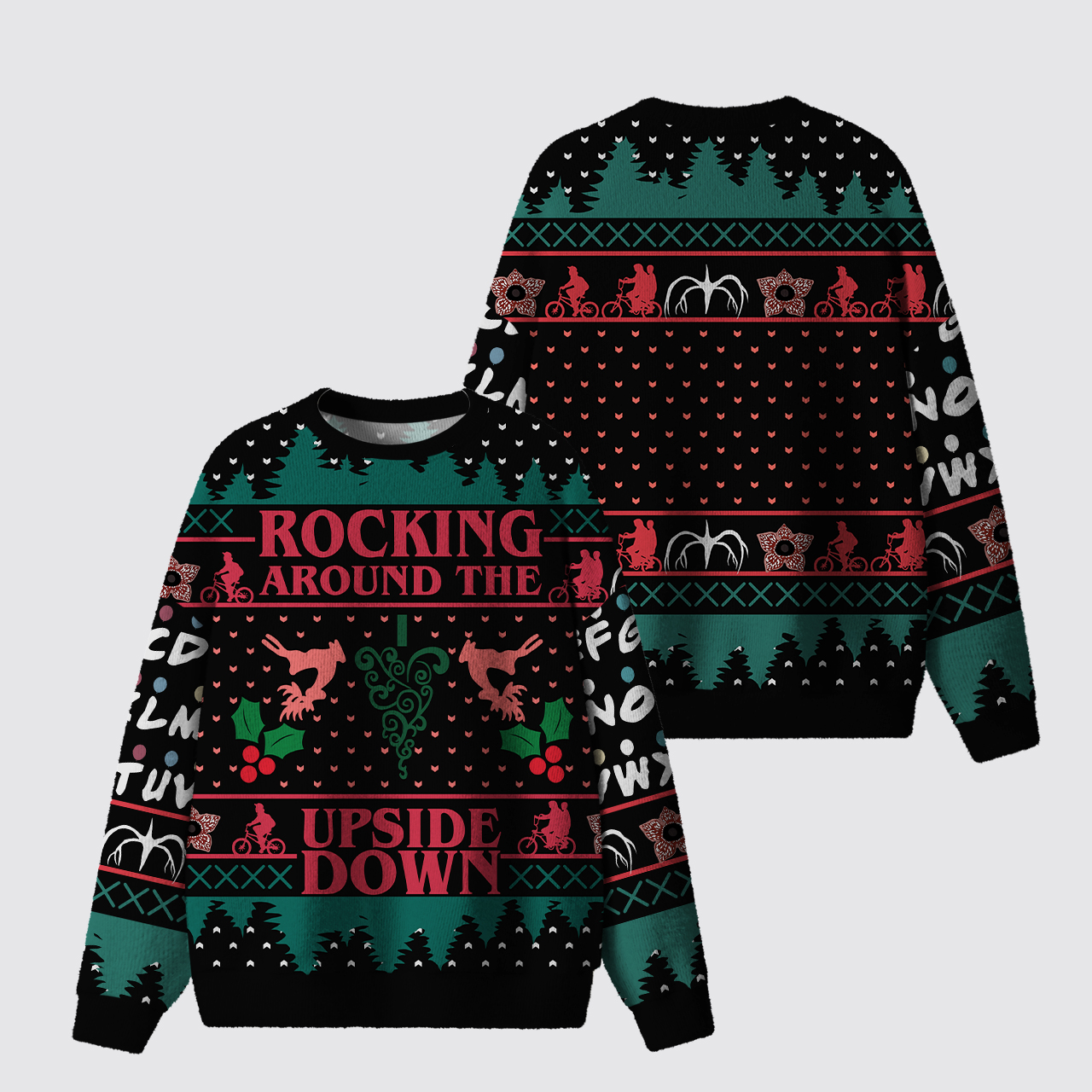 Rocking Around The Upside Down Christmas Ugly Knit Sweatshirt