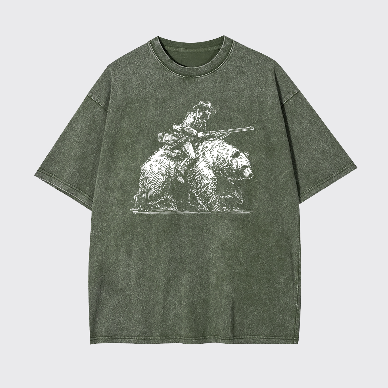 Cowboy Riding A Bear Garment-dye Tees