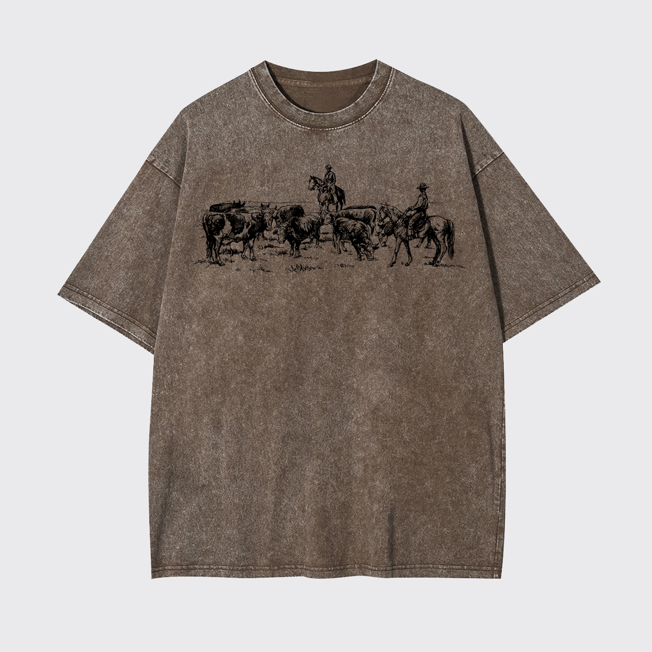 Cowboy Rodeo Western Horse Garment-dye Tees